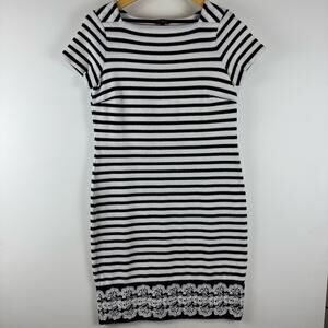 Talbots Striped Navy Blue and White Dress ~XS
